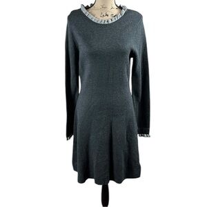 Adrienne Vittadini Ruffle Trim Sweater Dress Size L
